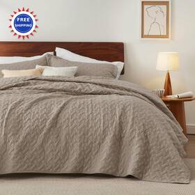 Us000173rqu Bedsure Quilts Queen Size Lightweight Quilt Bedding Set Basket Weave Pattern