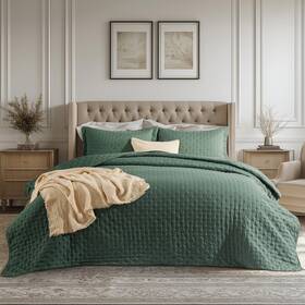 Bedsure Us000217nqu Quilts Queen Size - Dark Green / Full 19 Clover