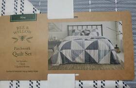 22087 Bee & Willow New And King Blue Patchwork 3-piece Quilt Set