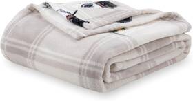 E0483-fq-r5k Berkshire Blanket Full/queen 90 In X Lakeside Plaid Harvest Snoopy And Woodstock Grey