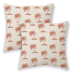 24040903 Betginy Summer Outdoor Pillow Covers 18x18 Coral Coconut Tree Palm Plants De