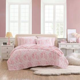 Betsey Johnson 705353470806 Butterfly Ombre 3-piece Pale Rosette Pink Microfiber Full/queen Reversible Quilt
