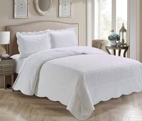 Better Home Style 665752477472 3 Piece Luxury Ultrasonic Embossed Solid Color Quilt Coverlet Bedspread Overs
