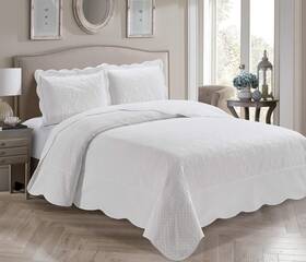 Better Home Style 665752477489 3 Piece Luxury Ultrasonic Embossed Solid Color Quilt Coverlet Bedspread Overs