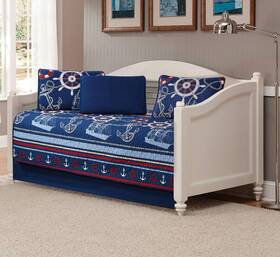 Better Home Style 665752489161 Light And Dark Blue White Red Striped Nautical Ships Helms Anchors Sailor Print