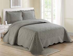 Better Home Style 665752492765 3 Piece Luxury Ultrasonic Embossed Solid Quilt Coverlet Bedspread Oversized B