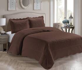Better Home Style 665752492918 3 Piece Luxury Ultrasonic Embossed Solid Quilt Coverlet Bedspread Oversized Bed