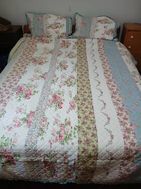 Rn59757 Better Homes & Gardens And Garden King Striped Patchwork Quilt Set-ruffles