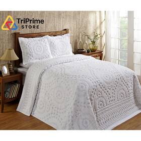 Better Trends 840053024260 1 Piece Chenille Bedspread Queen Size White