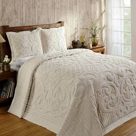 Better Trends 840053026783 Chenille Bedspreads Full/double Size Ivory 100% Cotton Medallion De