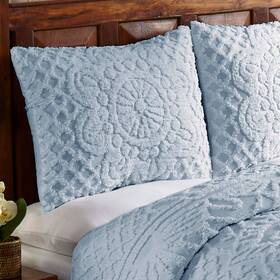 Better Trends 840053054816 Trevor 100% Cotton Tufted Chenille Medallion Blue King Bedspread