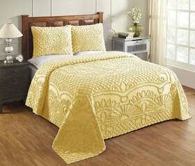 Better Trends 840053057787 Chenille Bedspreads Set Full/double Size Trevor Collection Medallion Yellow