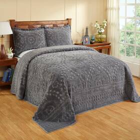 Better Trends 840053075170 100 Cotton Chenille Bedspreads Queen Size Rio Collection Floral Design Bed Cover