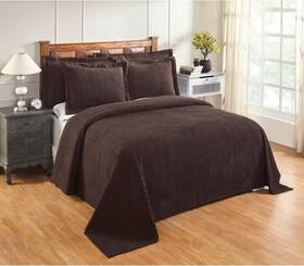 Better Trends 840053099596 Chenille Bedspreads Queen Jullian Collection Chocolate