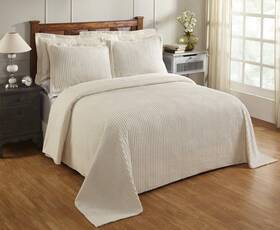 Better Trends 840053099732 Chenille Bedspreads Queen Size Ivory 100% Cotton Stri