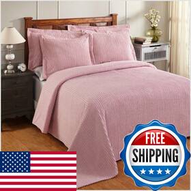 B07m9zgc4t Better Trends Chenille Bedspreads Queen Size Pink 100 Cotton Stripe