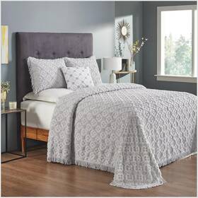 Bsch4pqugry Better Trends Chenille Bedspread Set 100% Cotton Queen Grey
