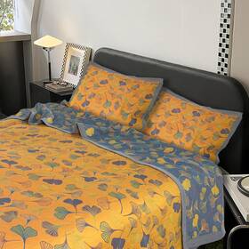 Bifqioy 445004783765 3 Piece Ginkgo Quilt Set With 2 Pillow Shams Queen Reversible Cotton Beddi