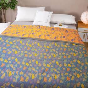 Bifqioy 787353187540 Ginkgo Leaf Pattern Cotton Reversible Quilt Lightweight 79w 91l Orange