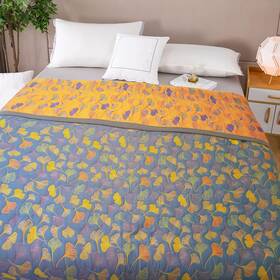 Bifqioy 787353187557 Ginkgo Leaf Pattern Cotton Reversible Quilt Lightweight 91w 98l Orange