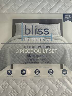 Bliss Bedding 041979205416 Ultra Soft Queen 3 Pc Quilt Set 90x90