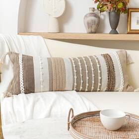 Lw-4643 Blissblush Brown Decorative Lumbar Pillow Cover 14x36 Boho Long Body F