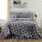 Blue Luxury Quilt Set White Patchwork Bedding Huron King 9pc Pinwheel