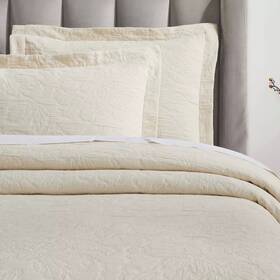 1000554475 Blue Nile Mills Floral Matelasse Woven Dual Tone Medium Weight Bedspread Set Queen Ivory