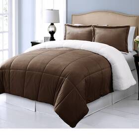 176005 Blue Ridge Warm Sherpa Down Alternative Comforter Set 3pc Chocolate
