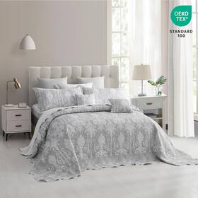 Blythease 726084486577 Oversized King Bedspread Jacquard Matelasse Damask Pattern Design Lightweig