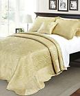 Bnfqsatin03-gold Home Soft Things Serenta Quilted Satin Piece Bedspread Set Queen