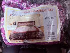 151273 Bolff 3 Pcs King Bedspread Set Purple Brown Multicolor Floral And Nature