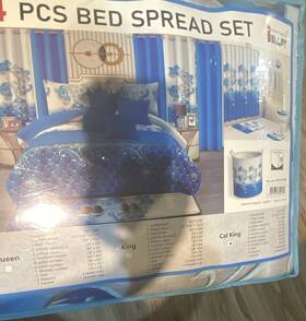 Ca45377 Bolft Cal King 24 Pcs Blue Floral Bedspread Set Quilted Machine Washable
