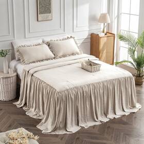 Ruf01 Bonlino Home Bedding Bedspread Set Quilt - Farmhouse Queen Wheat