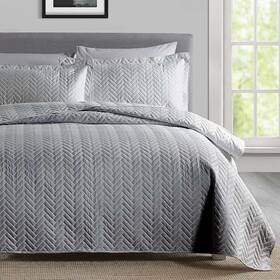 B08jycnwmg Boryard King Quilt Set In Grey Zigzag - Lightweight Reversible Coverlet And Shams