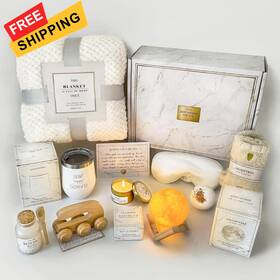 Ty-yq-wh01 Brand Ahagiftree Gift Baskets For Women 11pc Care Package With Moon Lamp Grief Get Well White