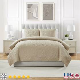 Branded01 445033533560 3 Piece Quilt Set Lightweight Seashell Pattern King Size Bed Machinewashable
