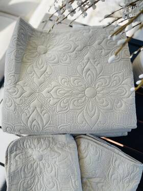 20230322qs001 Brandream King Luxury Taupe Bedspread Coverlet Set Cotton Matelasse 104x90