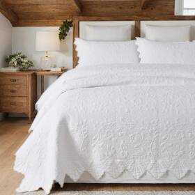 20230707qs002 Brandream White Quilt Set Full Size Matelasse Coverlet Cotton Farmhouse