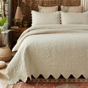 20231016qs066 Brandream Queen Size Quilt Set Cotton Beige Quilts Luxury Farmhouse Bedding Matelas