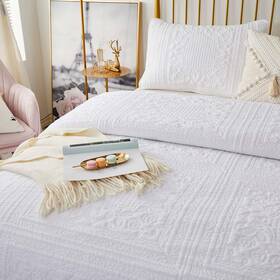 Brandream 313053063091 White Quilts Twin Size Cotton Bedspread Matelasse Bedding Coverlet Set