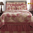 Breckenridge Vhc Queen Quilt 3 Pc Set 100 Cotton Patchwork Red Cream 841985031289