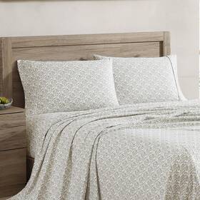 Brielle Home 807000265114 Sateen Printed Sheet Set Twin Paisley Taupe