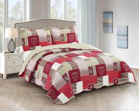 Brilliant Sunshine 445041724745 Burgundyheart Love Floral And Lace Patchwork 3-piece Quilt