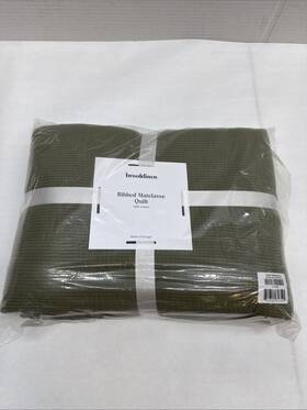 Brooklinen 840302727591 Ribbed Matelasse Quilt Full/queen Fresh Moss