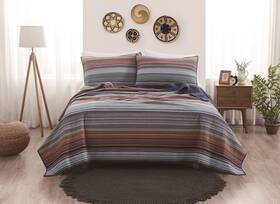 Brooklyn Loom 783048197948 Met Stripe Yarn Dye Collection 3 Piece Quilt Set Multi King Multicolor