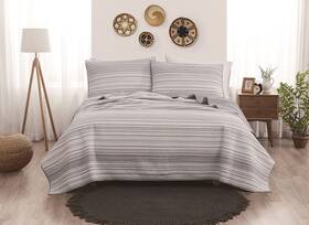Brooklyn Loom 783048197993 Noah Stripe Yarn Dye Collection 3 Piece Quilt Set - Full/queen Grey Multi