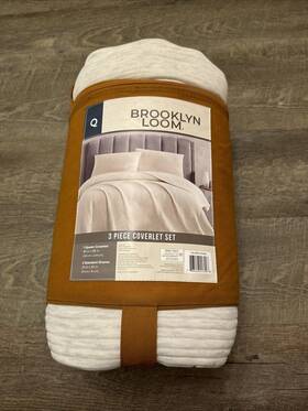 Brooklyn Loom 783048217974 3 Piece Green Coverlet Ribbed Comforter Blanket Queen Size Costco