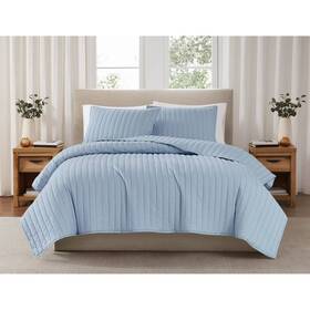 94860795 Brooklyn Loom Full/queen Cotton Shell Solid Percale Quilt Set Blue