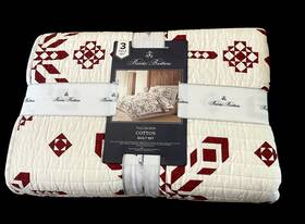 104905 Brooks Brothers Size Full /queen Red Snowflakes 100% Cotton Quilt Set New